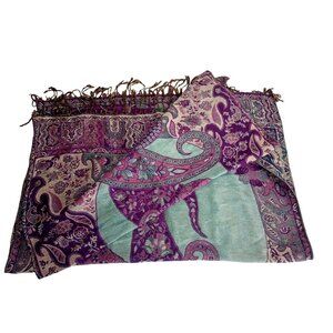 Kashmiri Himalayan Purple Soft Gold Indiecore Paisley Pashmina Shawl/Wrap cashm